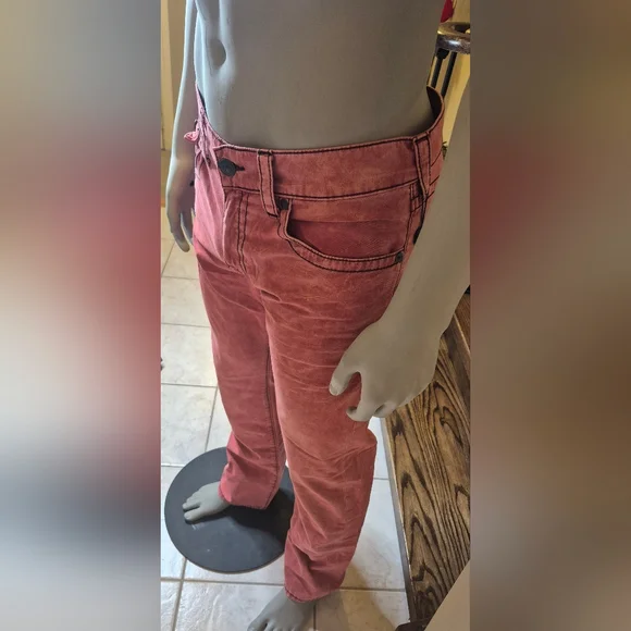 True Religion Men's Slim Jeans in Faded Coral - Picture 13 of 14